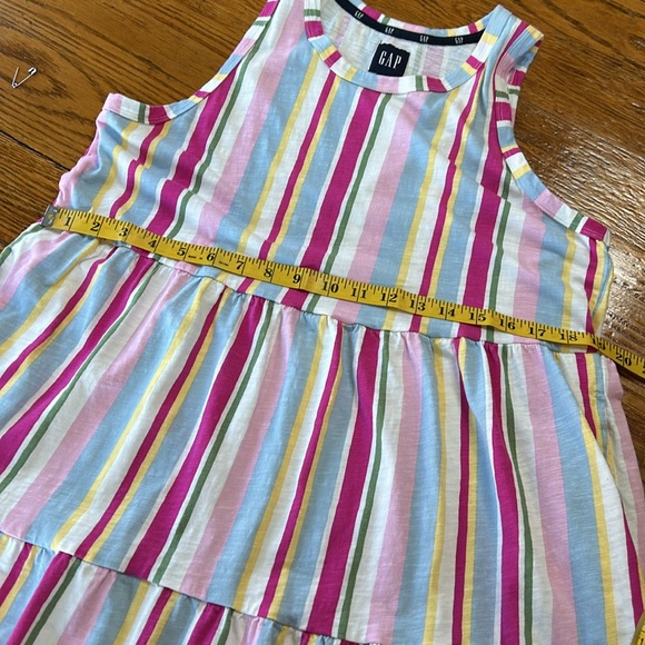 GAP stripe tank style dress. Side pockets.  Size Large.  Pinks, blue, green. - Picture 5 of 10